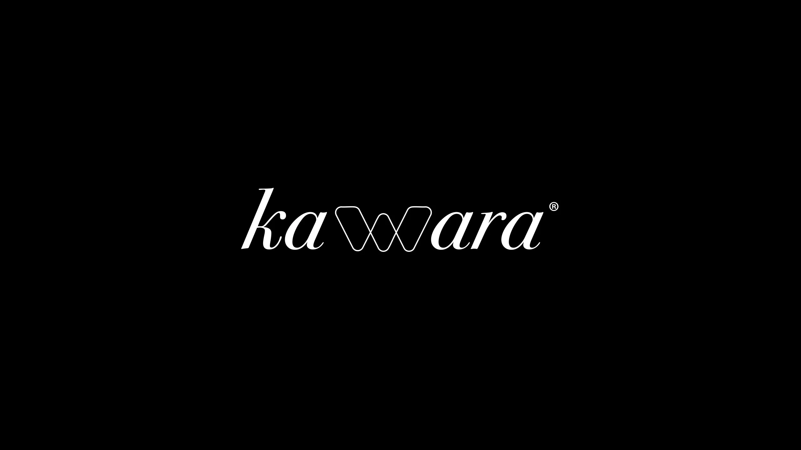 Logo de Kawara en blanco sobre fondo negro