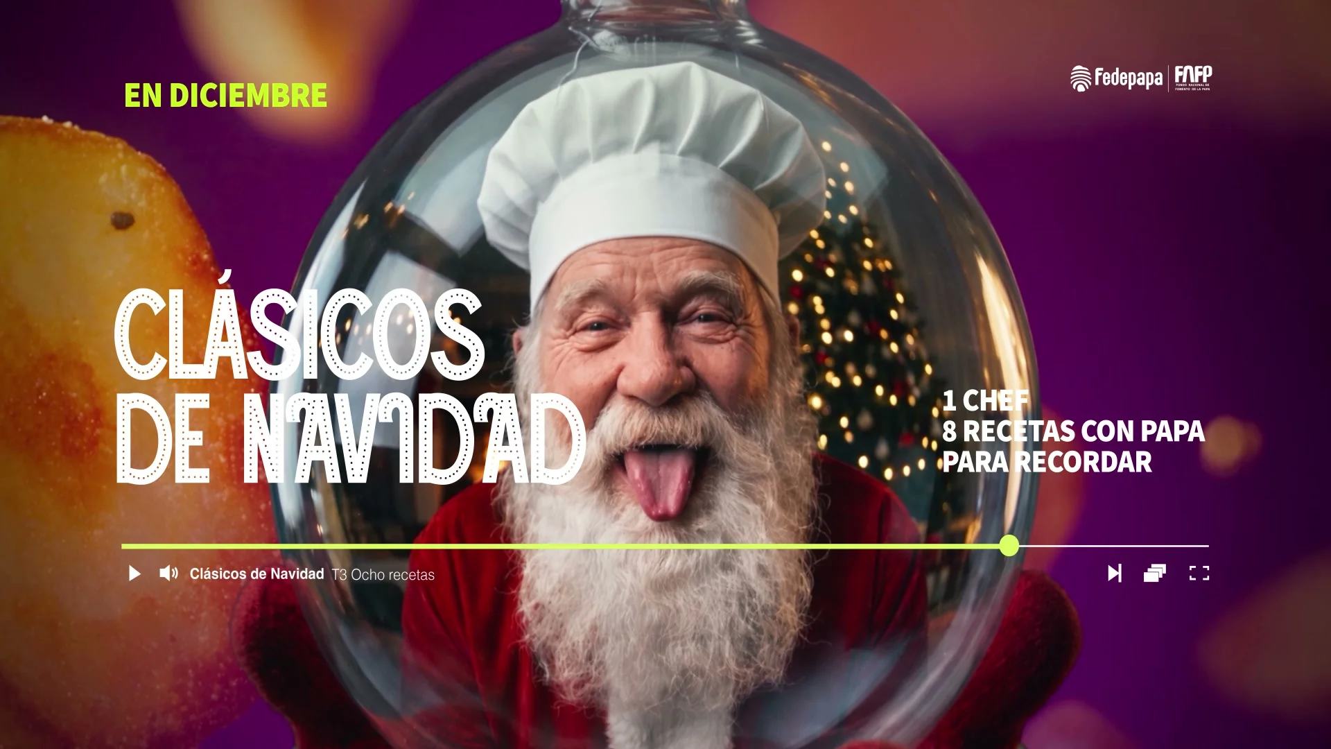 Tráiler de Temporada de Estrenos: público en una sala de cine y los carteles de Potato Lovers, Sabores Terroríficos y Clásicos de Navidad