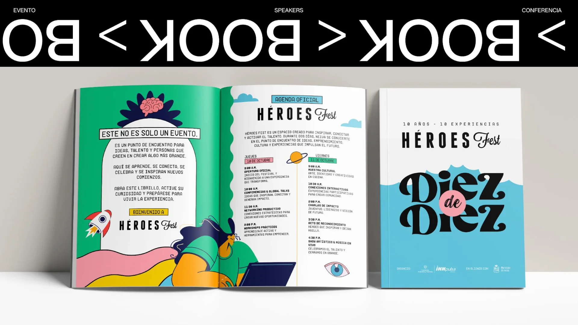 Programa impreso del festival abierto junto a su portada