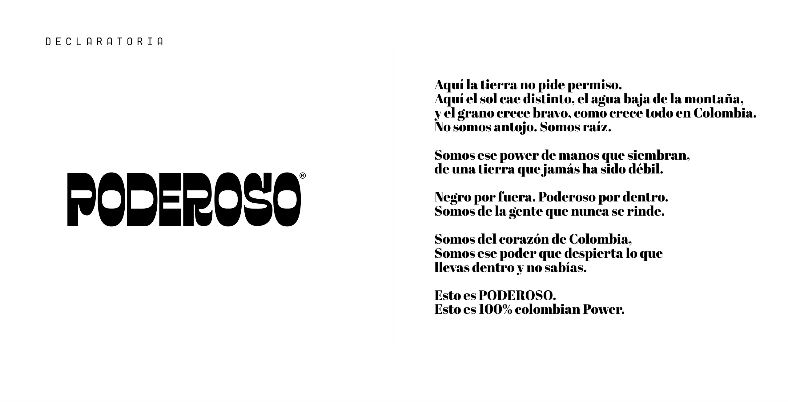 Declaratoria de marca de Poderoso junto al logotipo