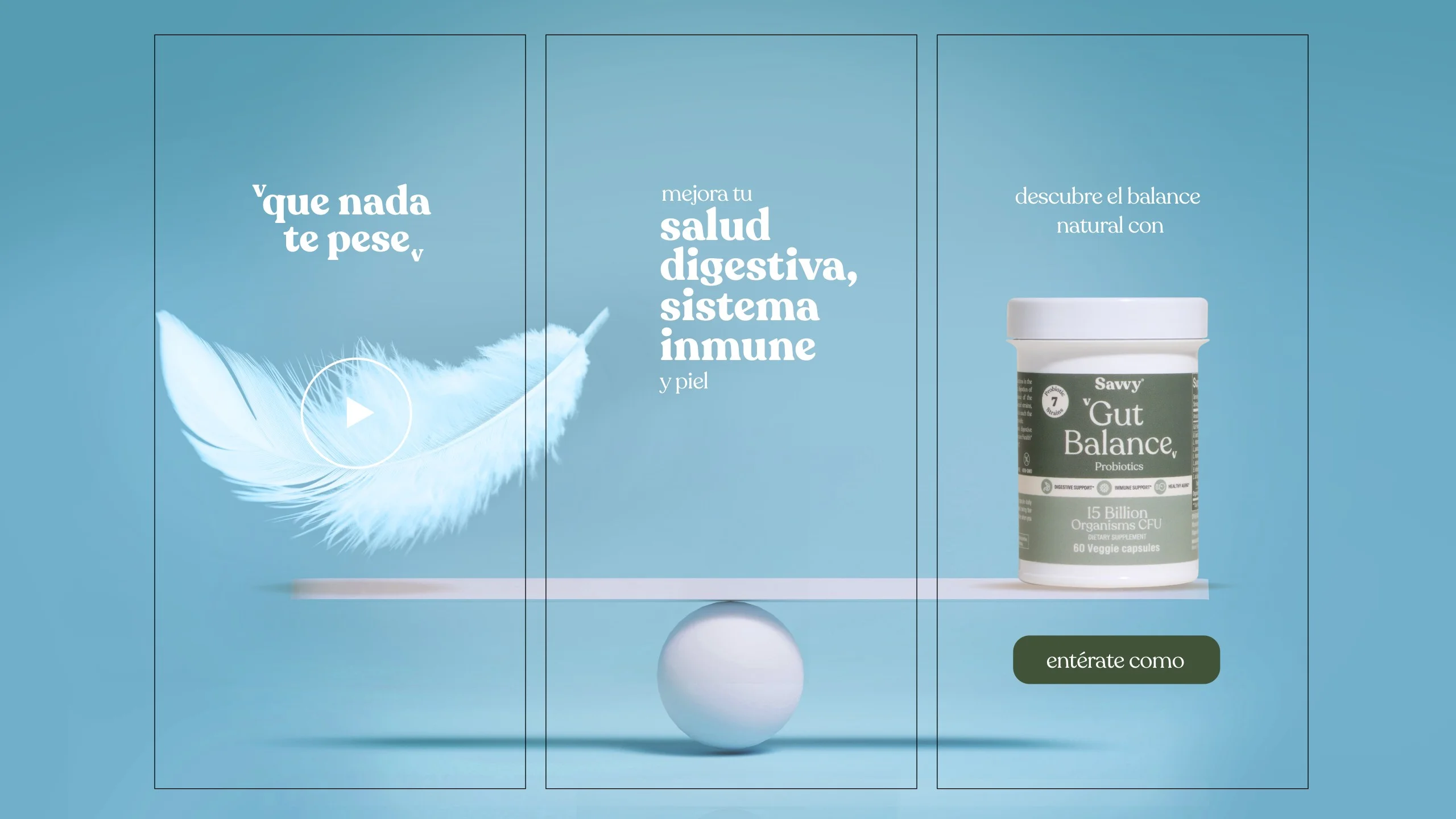 Pieza digital con una pluma sobre una balanza y el texto Que nada te pese
