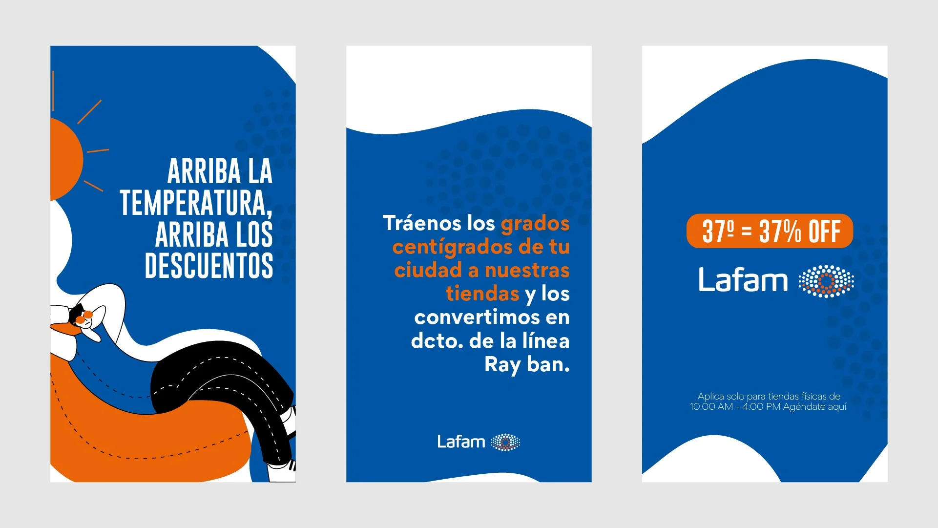 Tres historias de la promoción de la temperatura para la línea Ray-Ban