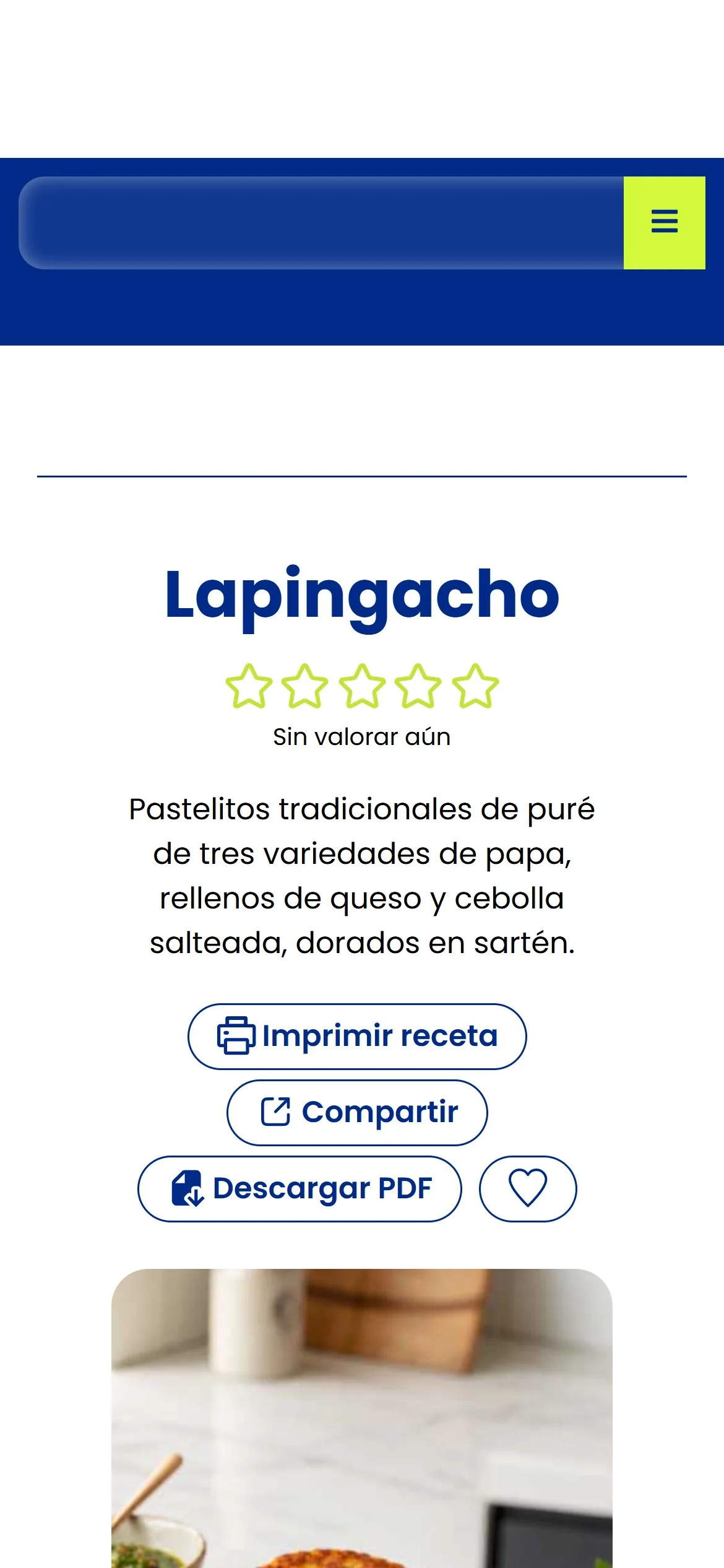 Receta de lapingacho en un celular
