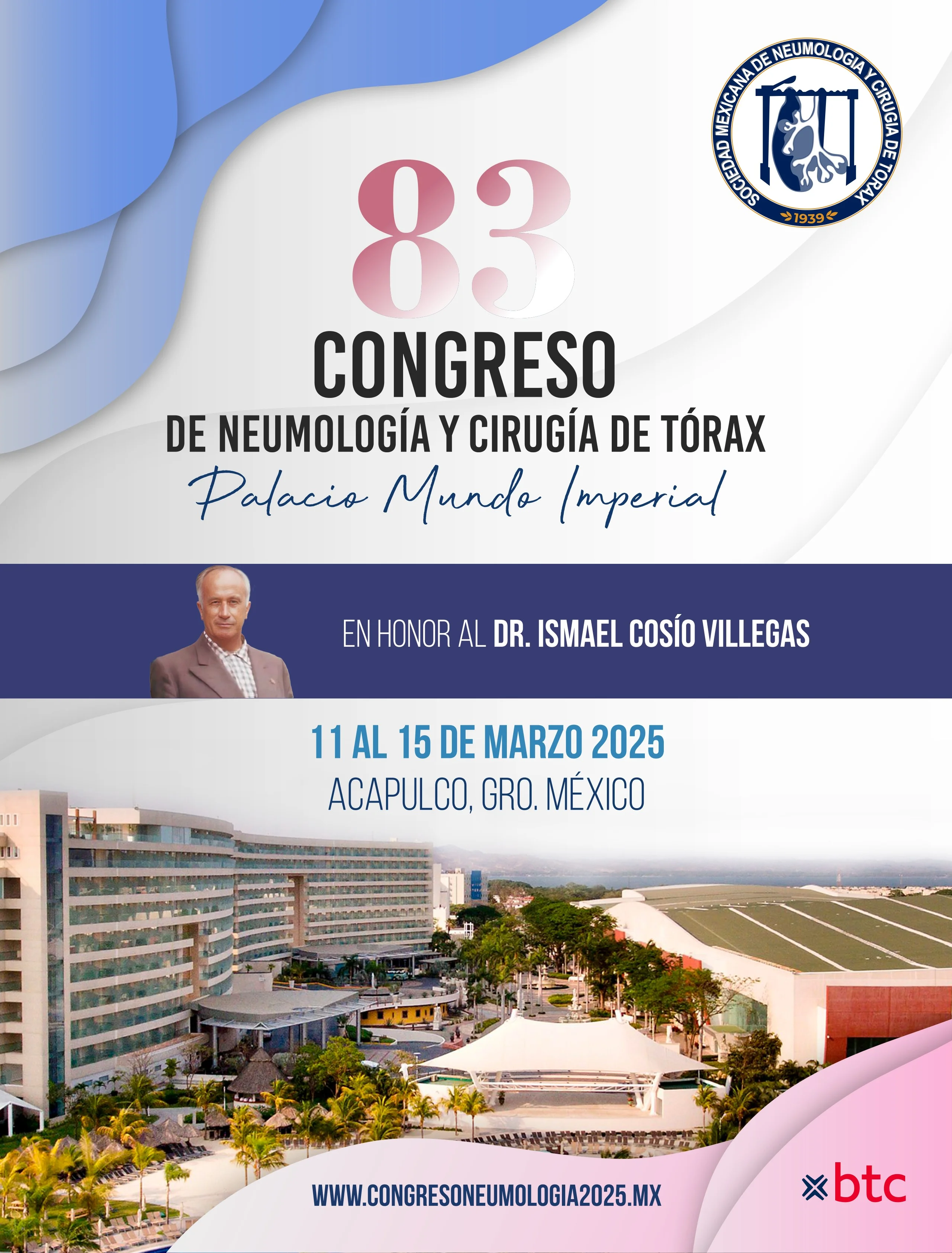 Cartel del 83 Congreso de Neumología y Cirugía de Tórax, del 11 al 15 de marzo de 2025 en Acapulco