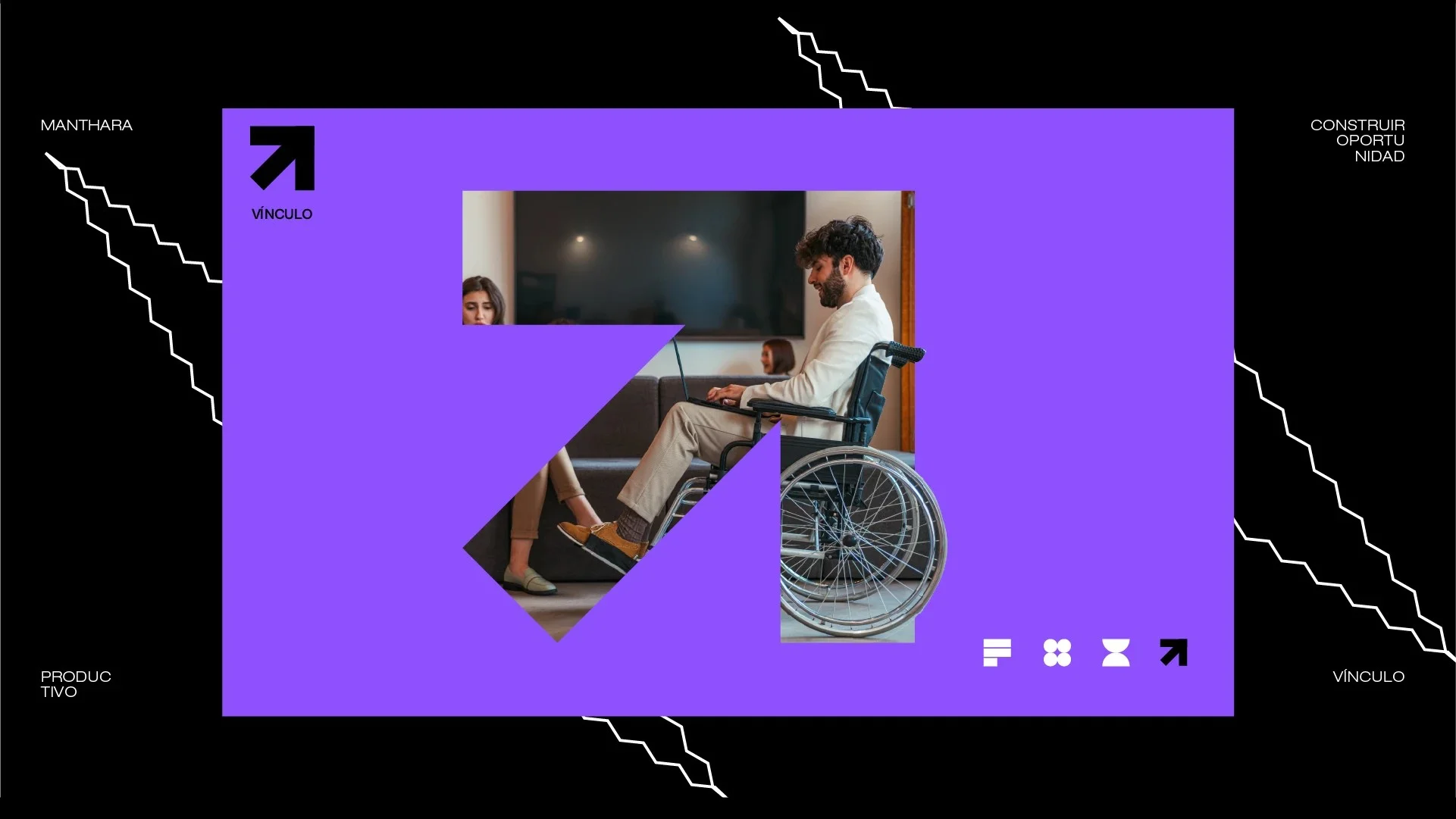 Pieza de Vínculo en violeta con la flecha de la marca