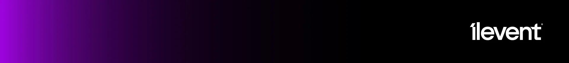 Franja de cierre con degradado violeta y el logo de Ilevent