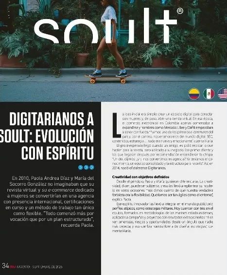Reportaje de revista Digitarianos a Soult: evolución con espíritu, con una foto de marca de Soult y el texto de la historia